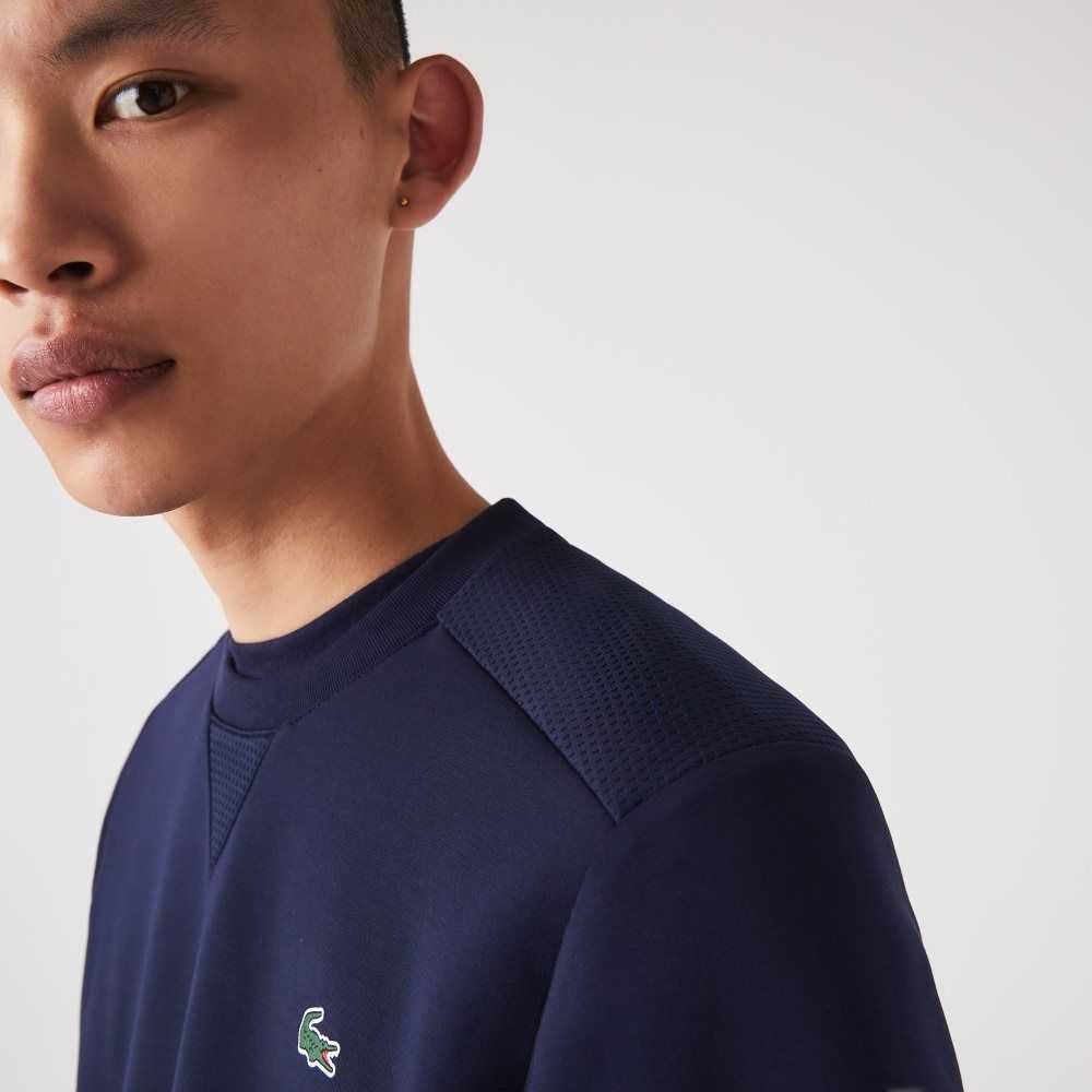 Lacoste SPORT Mesh Panels Sweatshirt Navy Blue | NDPS-54801