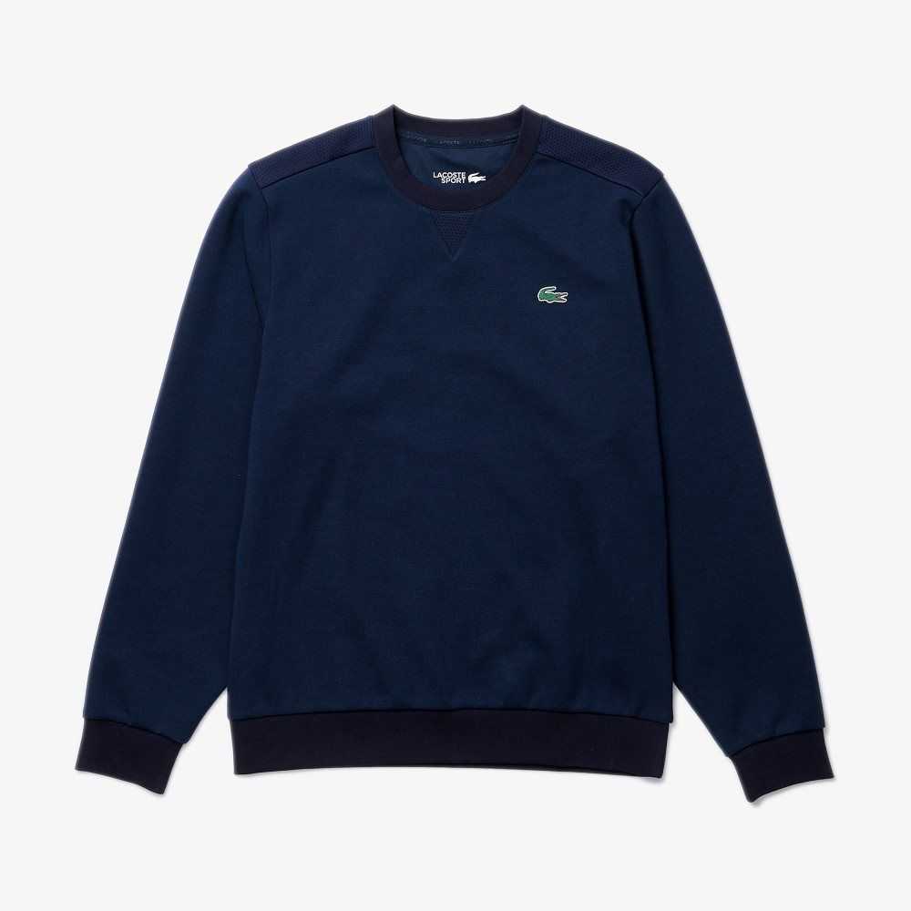 Lacoste SPORT Mesh Panels Sweatshirt Navy Blue | NDPS-54801