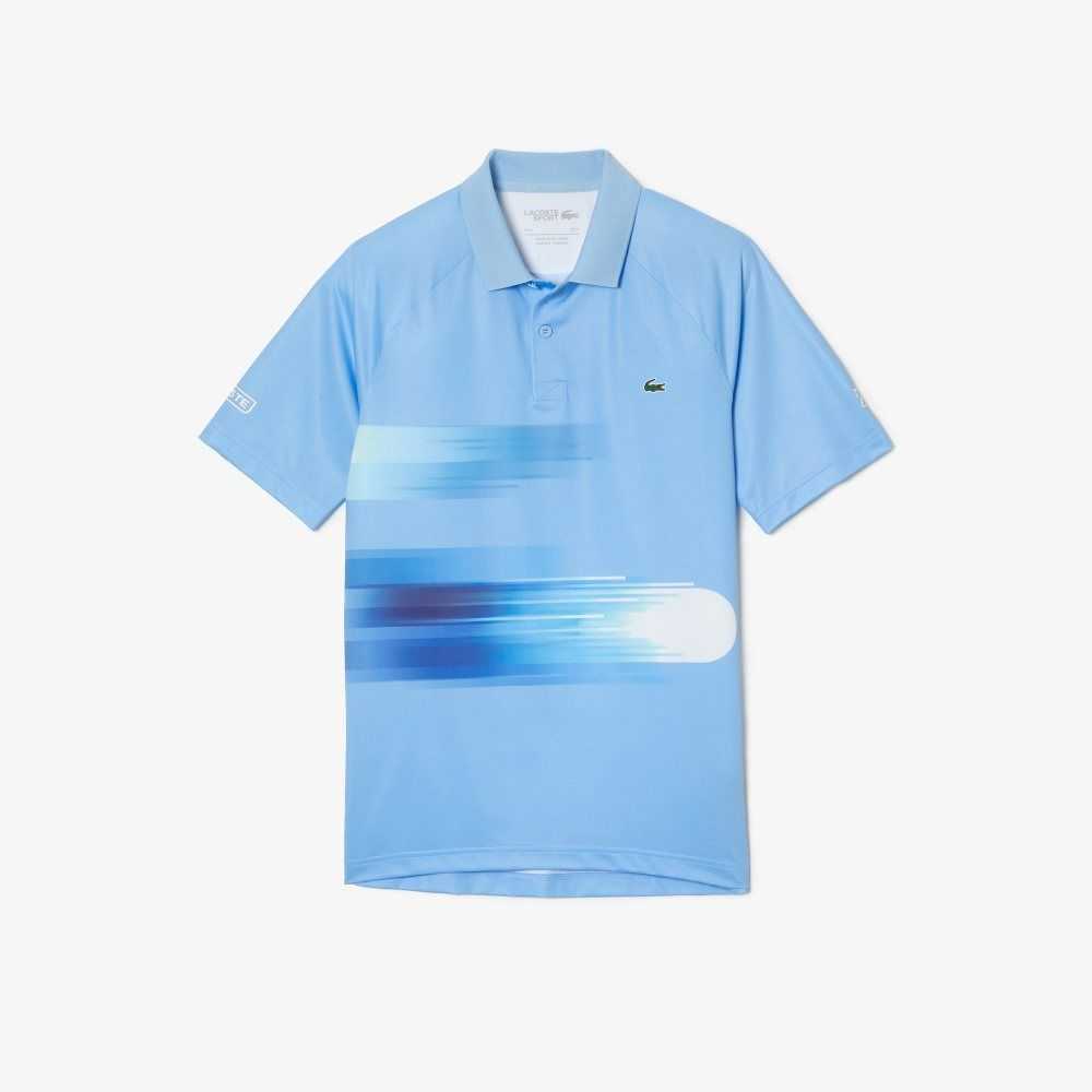 Lacoste SPORT Novak Djokovic Print Stretch Polo Blue / White | OGHA-57409