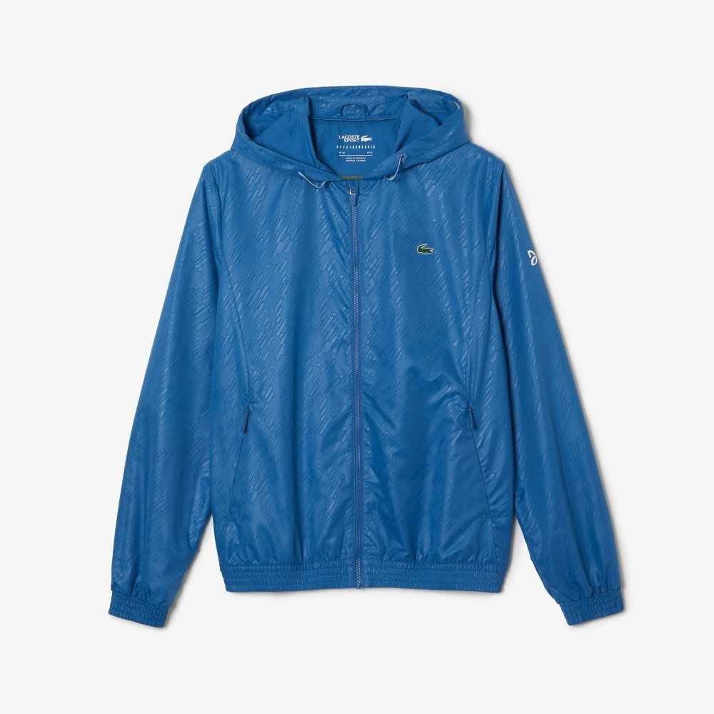 Lacoste SPORT Novak Djokovic Water-Repellent Windbreaker Blue / White | WSBL-38724