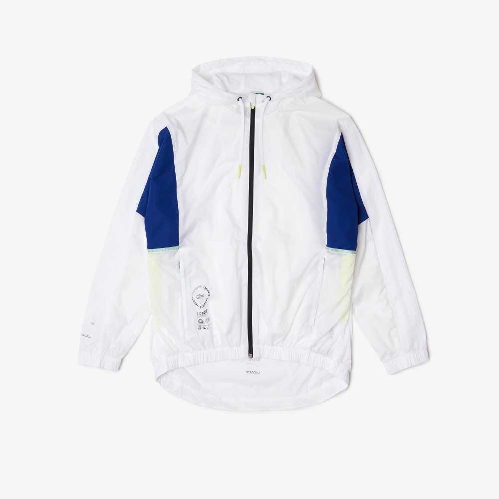 Lacoste SPORT Packable Nylon Zip Jacket White / Blue / Flashy Yellow / Black | FKRY-29706