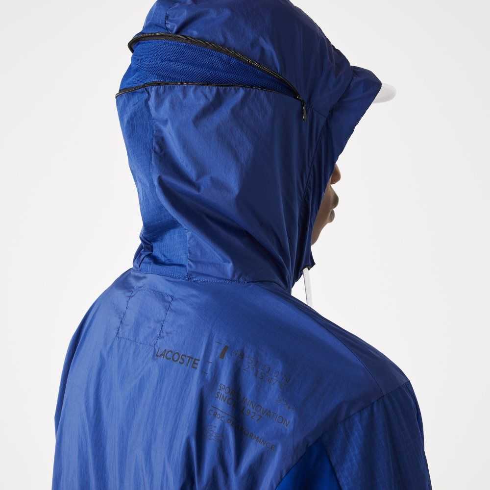 Lacoste SPORT Packable Nylon Zip Jacket Blue / Black | FPOB-31052