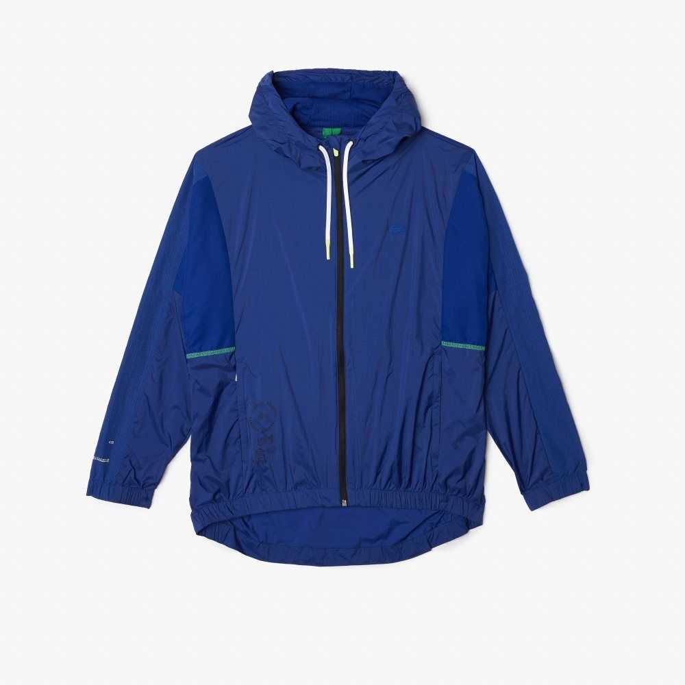 Lacoste SPORT Packable Nylon Zip Jacket Blue / Black | FPOB-31052