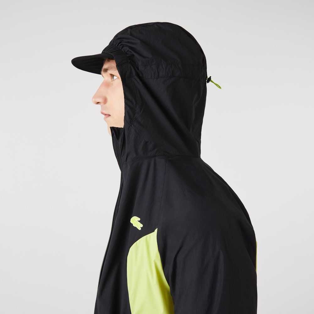 Lacoste SPORT Packable Windbreaker Black / Yellow | VYNW-19762