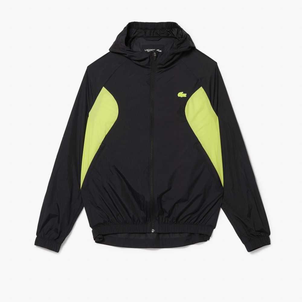 Lacoste SPORT Packable Windbreaker Black / Yellow | VYNW-19762