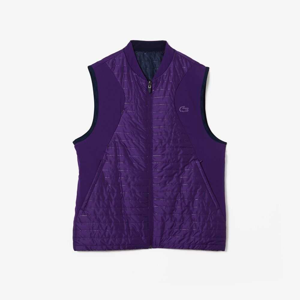 Lacoste SPORT Padded Reversible Vest Purple / Navy Blue | NUKS-35901