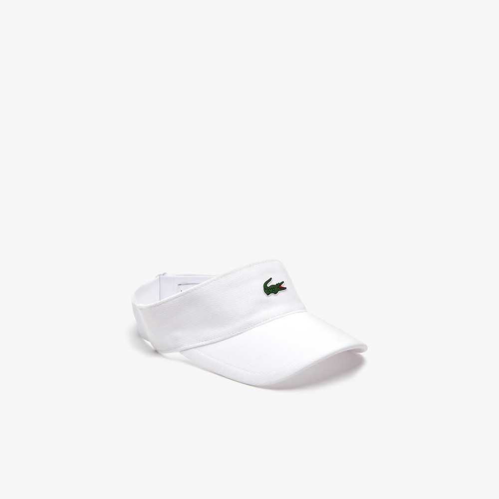 Lacoste SPORT Pique And Fleece Tennis Visor White | CLQB-85017