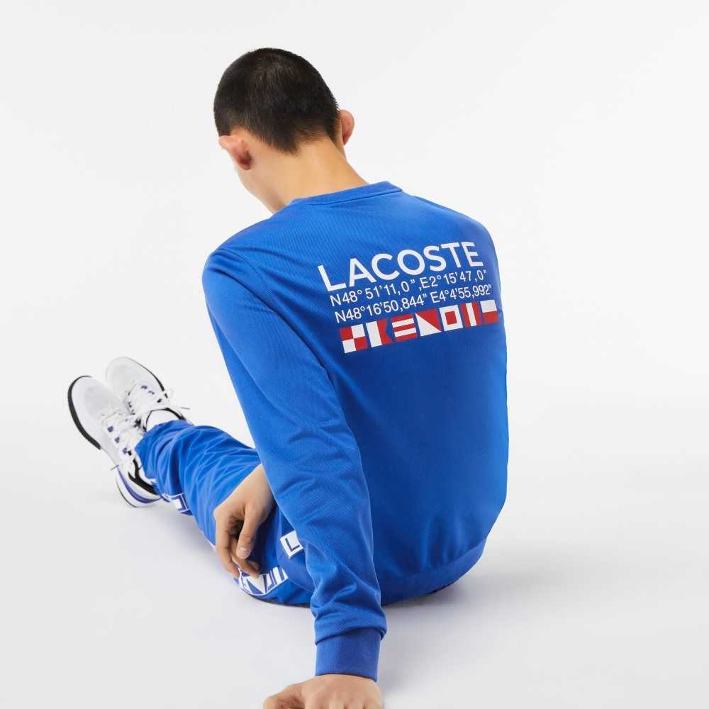 Lacoste SPORT Printed Tennis Sweatshirt Blue | NFHB-90384