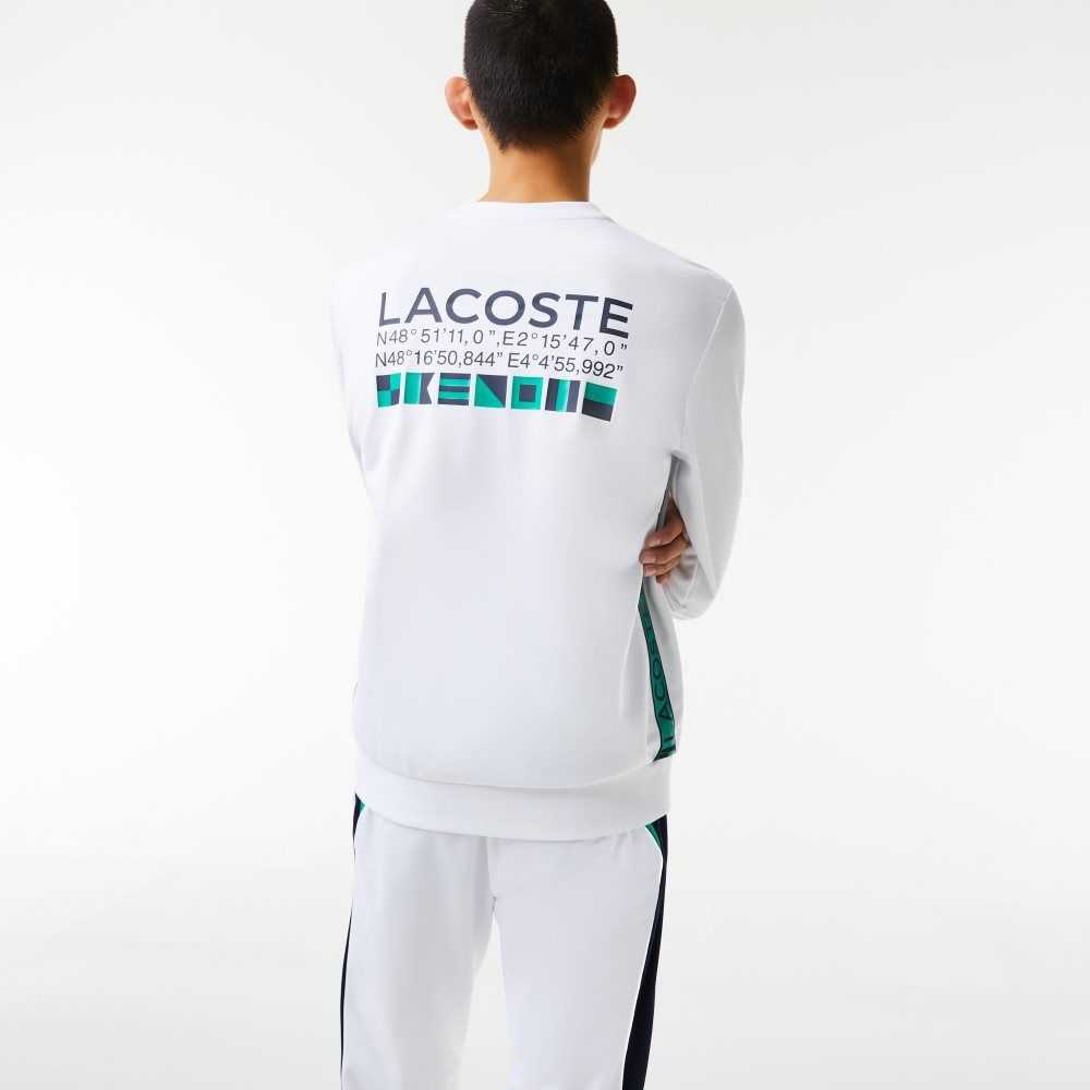 Lacoste SPORT Printed Tennis Sweatshirt White | ONAR-68927