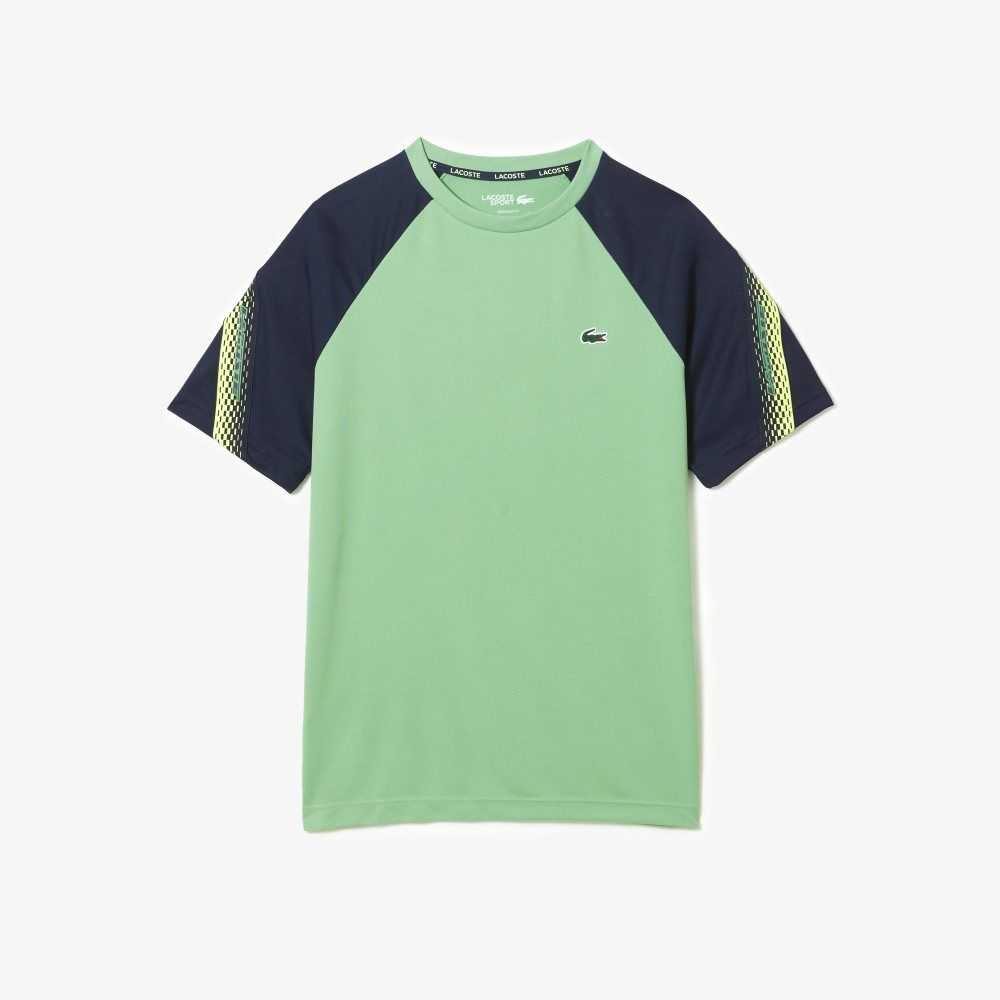 Lacoste SPORT Regular Fit Logo Stripe T-Shirt Green / Navy Blue | HBMX-87405