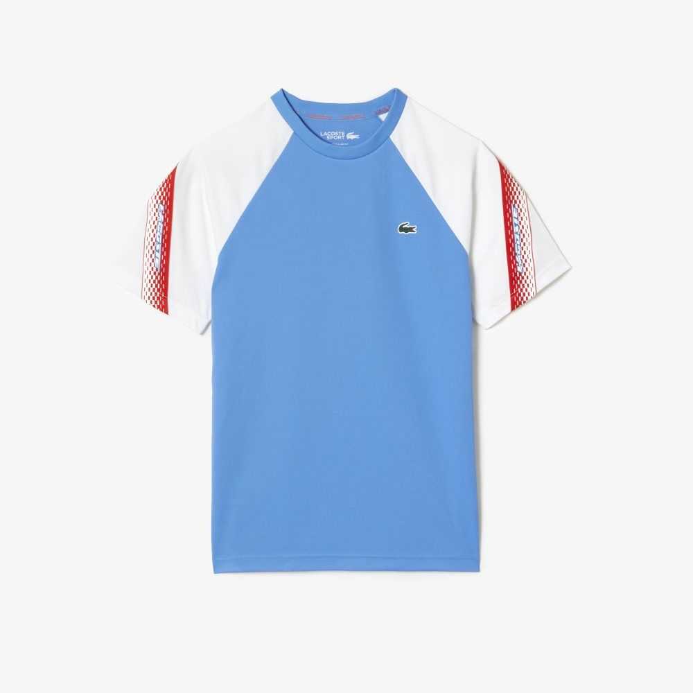 Lacoste SPORT Regular Fit Logo Stripe T-Shirt Blue / White | SABY-68375