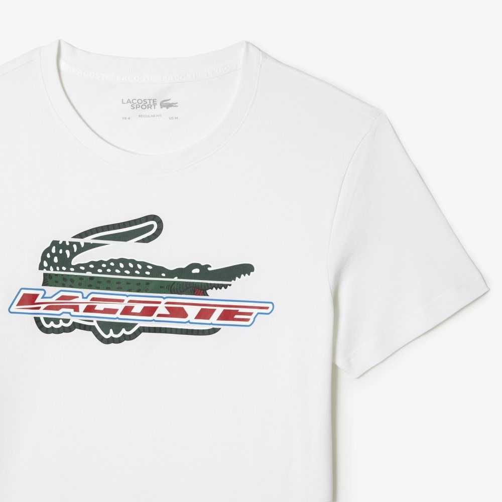 Lacoste SPORT Regular Fit Organic Cotton T-Shirt White | NUDV-91236