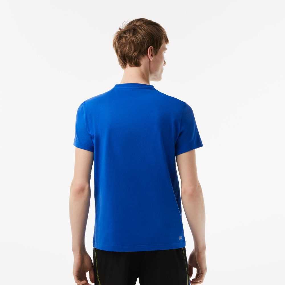 Lacoste SPORT Regular Fit T-Shirt with Contrast Branding Blue | CEUH-43275