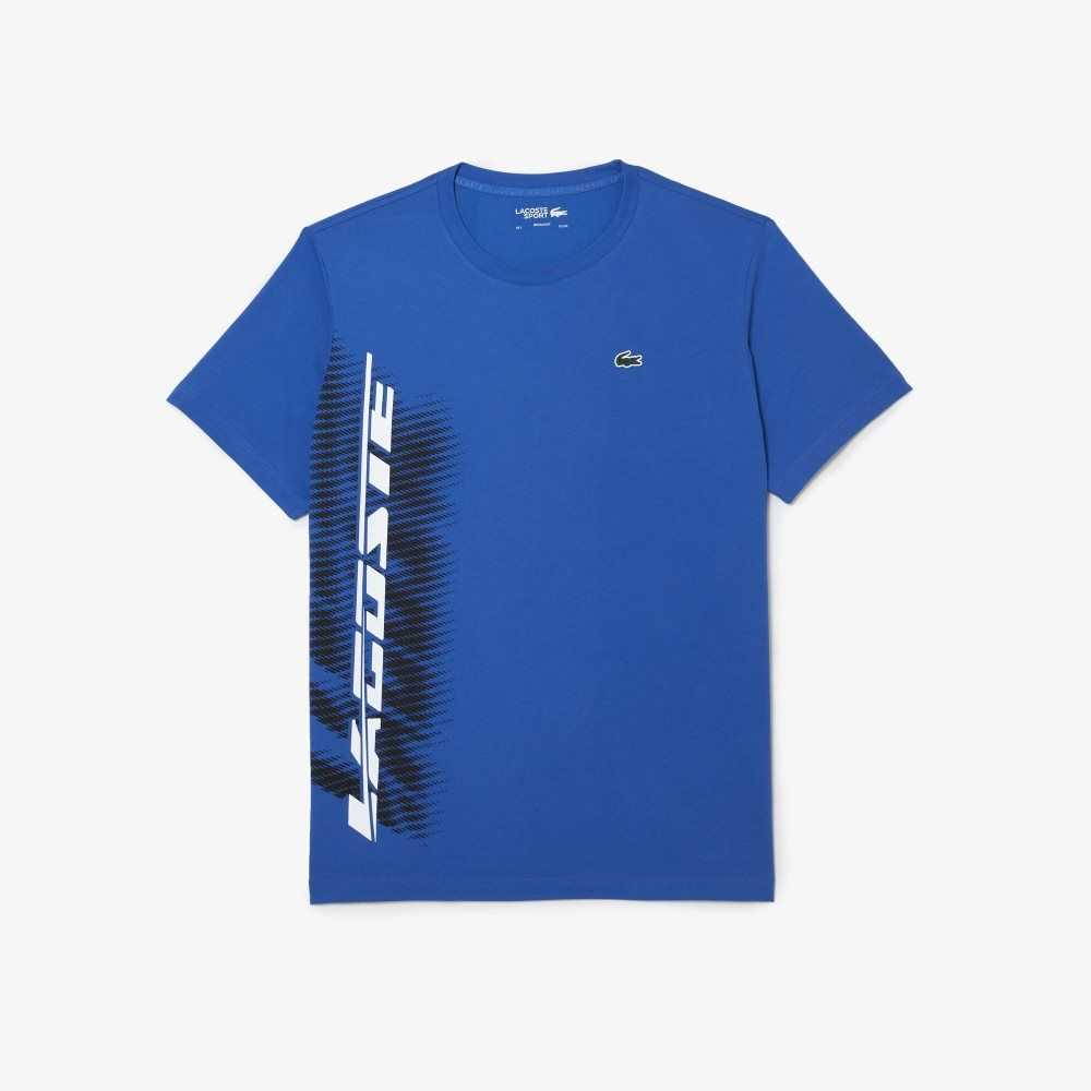 Lacoste SPORT Regular Fit T-Shirt with Contrast Branding Blue | CEUH-43275