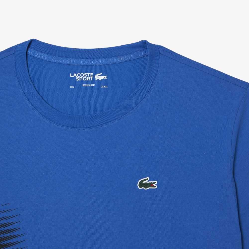 Lacoste SPORT Regular Fit T-Shirt with Contrast Branding Blue | CEUH-43275