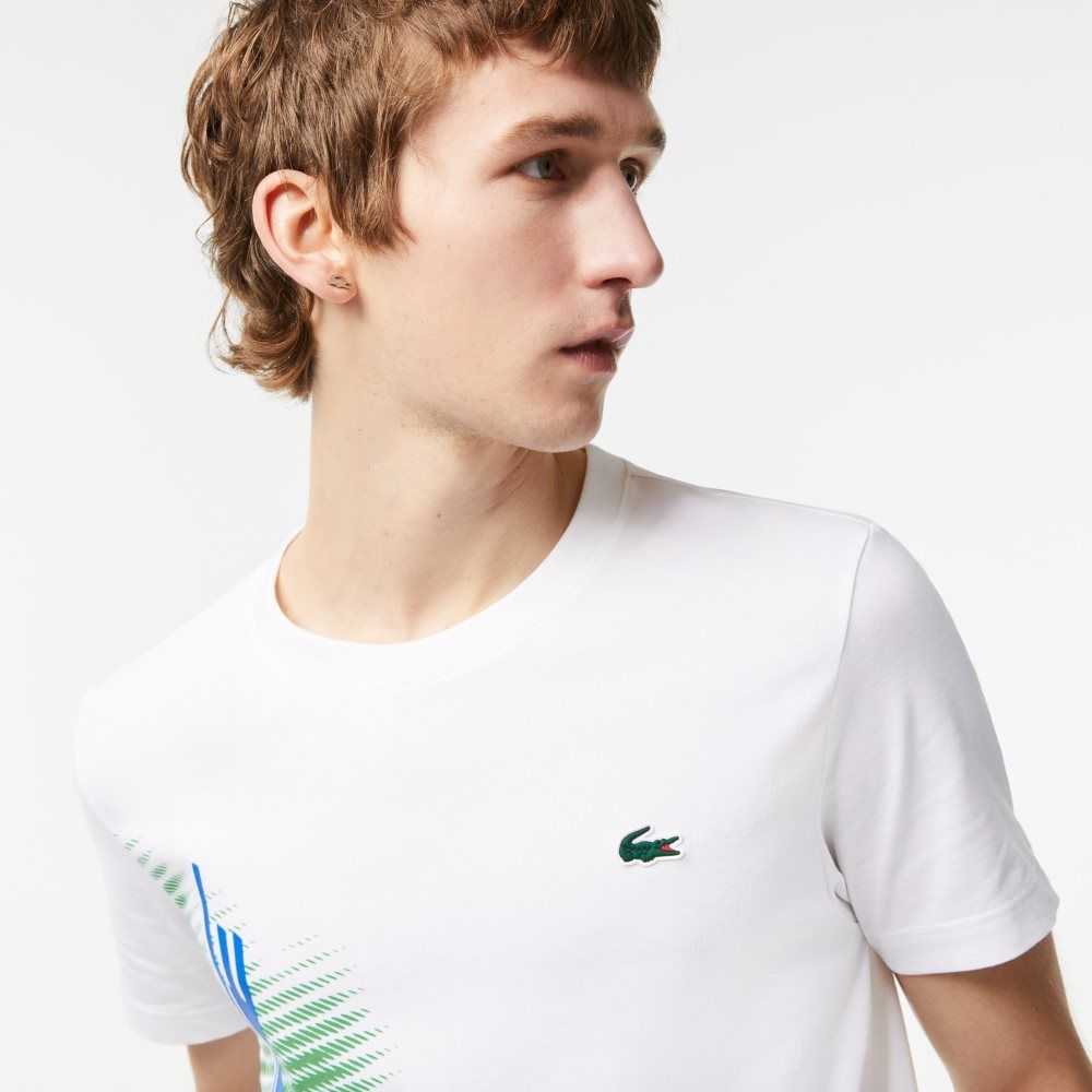 Lacoste SPORT Regular Fit T-Shirt with Contrast Branding White | IUYK-57694