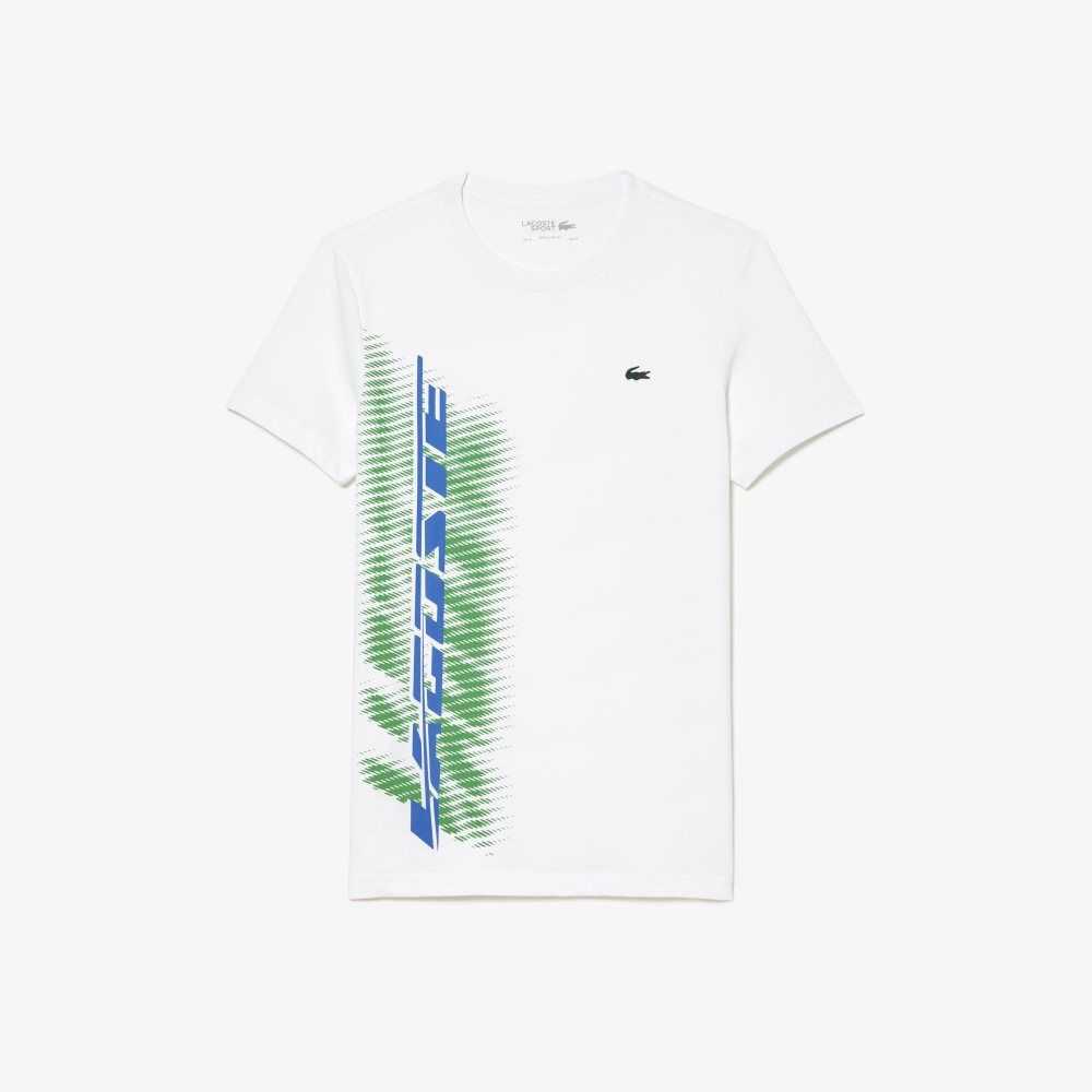 Lacoste SPORT Regular Fit T-Shirt with Contrast Branding White | IUYK-57694