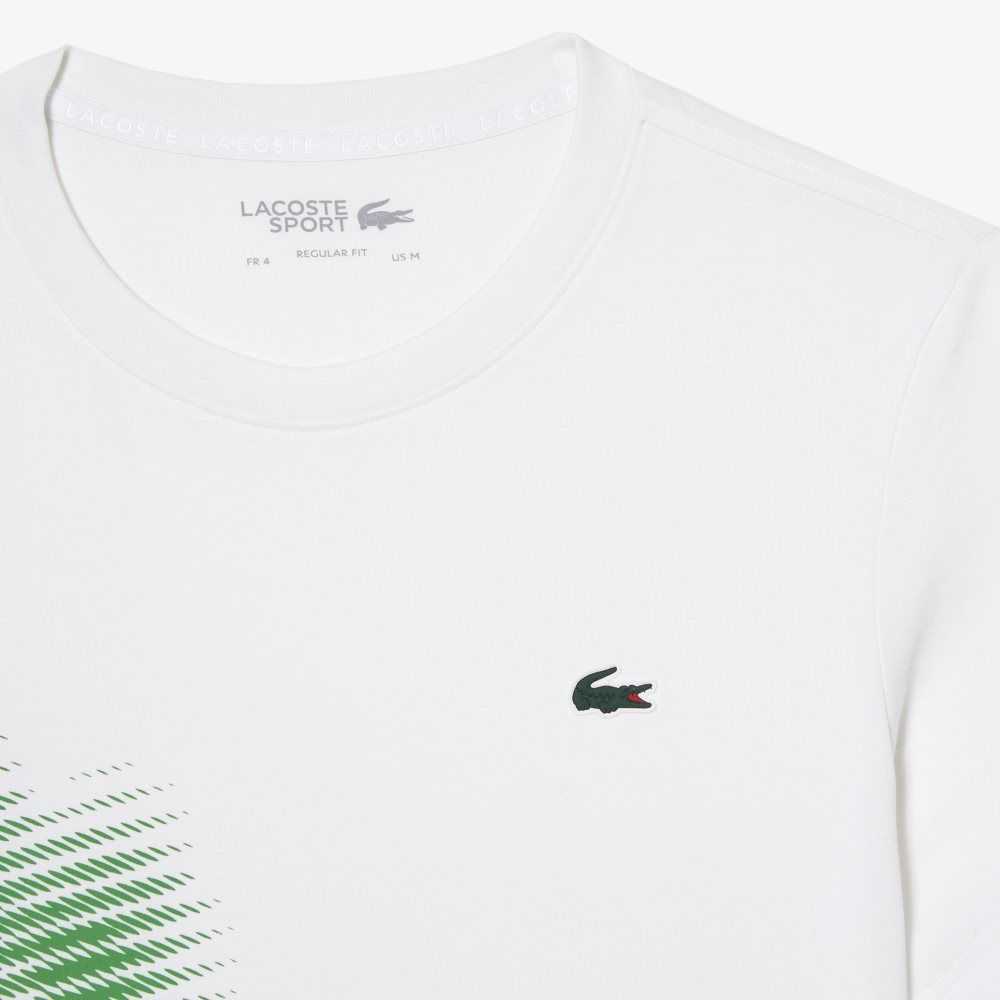 Lacoste SPORT Regular Fit T-Shirt with Contrast Branding White | IUYK-57694