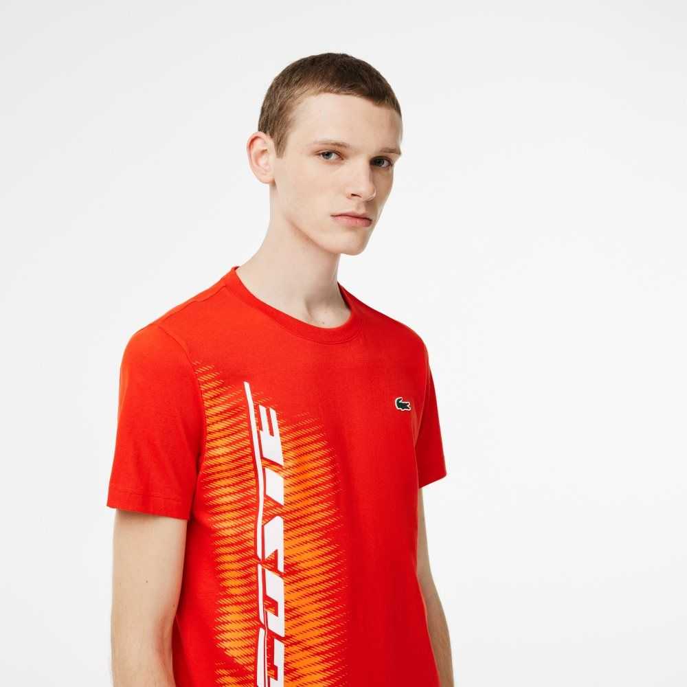 Lacoste SPORT Regular Fit T-Shirt with Contrast Branding Red | ZOIB-45073