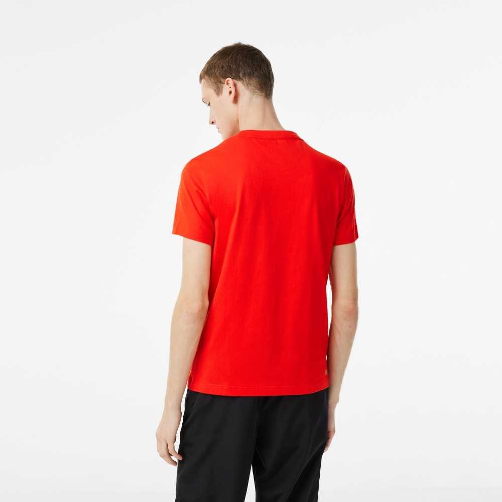 Lacoste SPORT Regular Fit T-Shirt with Contrast Branding Red | ZOIB-45073