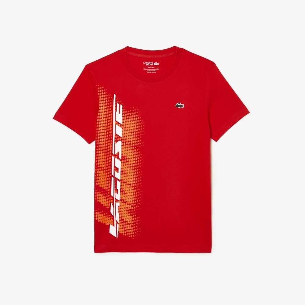 Lacoste SPORT Regular Fit T-Shirt with Contrast Branding Red | ZOIB-45073