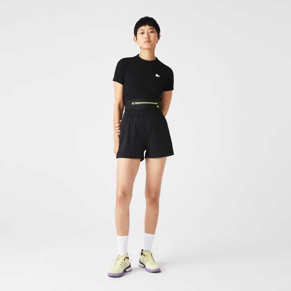 Lacoste SPORT Removable Belt Shorts Black | DPSI-98431