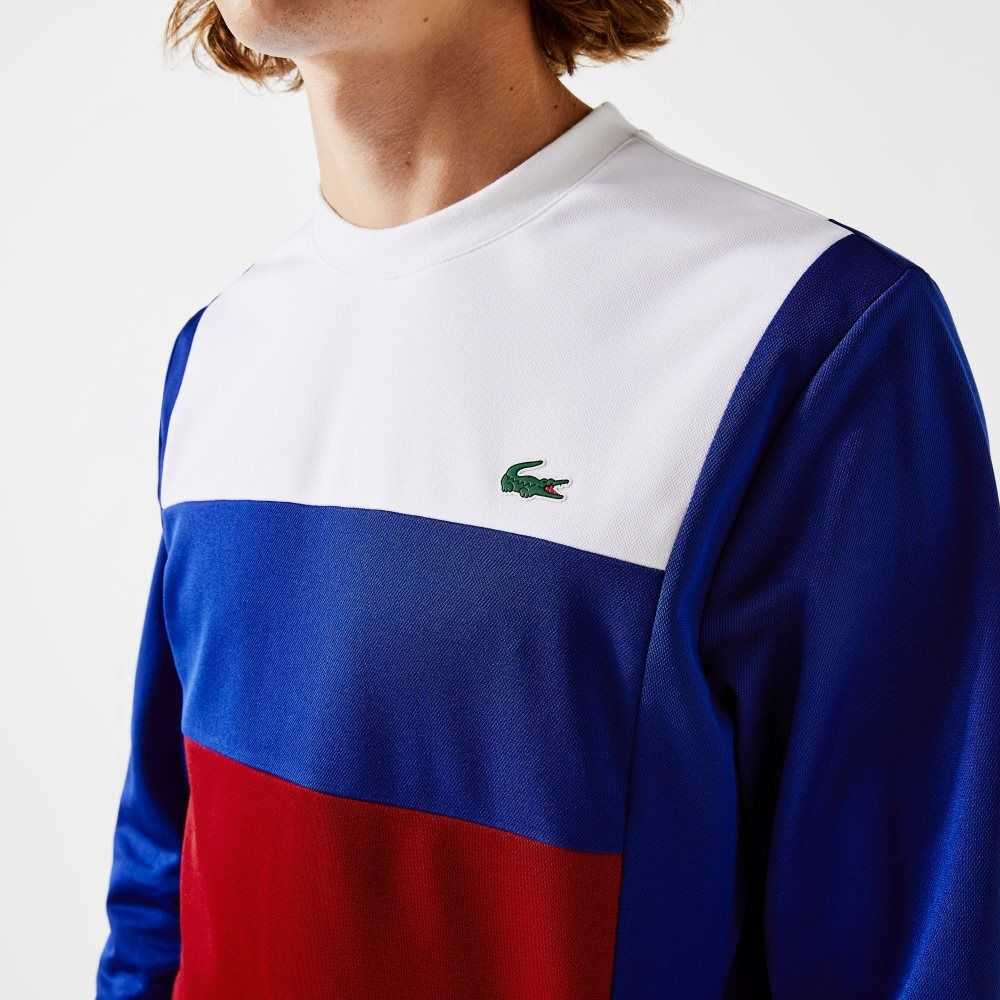 Lacoste SPORT Resistant Colorblock Pique Sweatshirt White / Blue / Red / White / Blue | COFX-01638