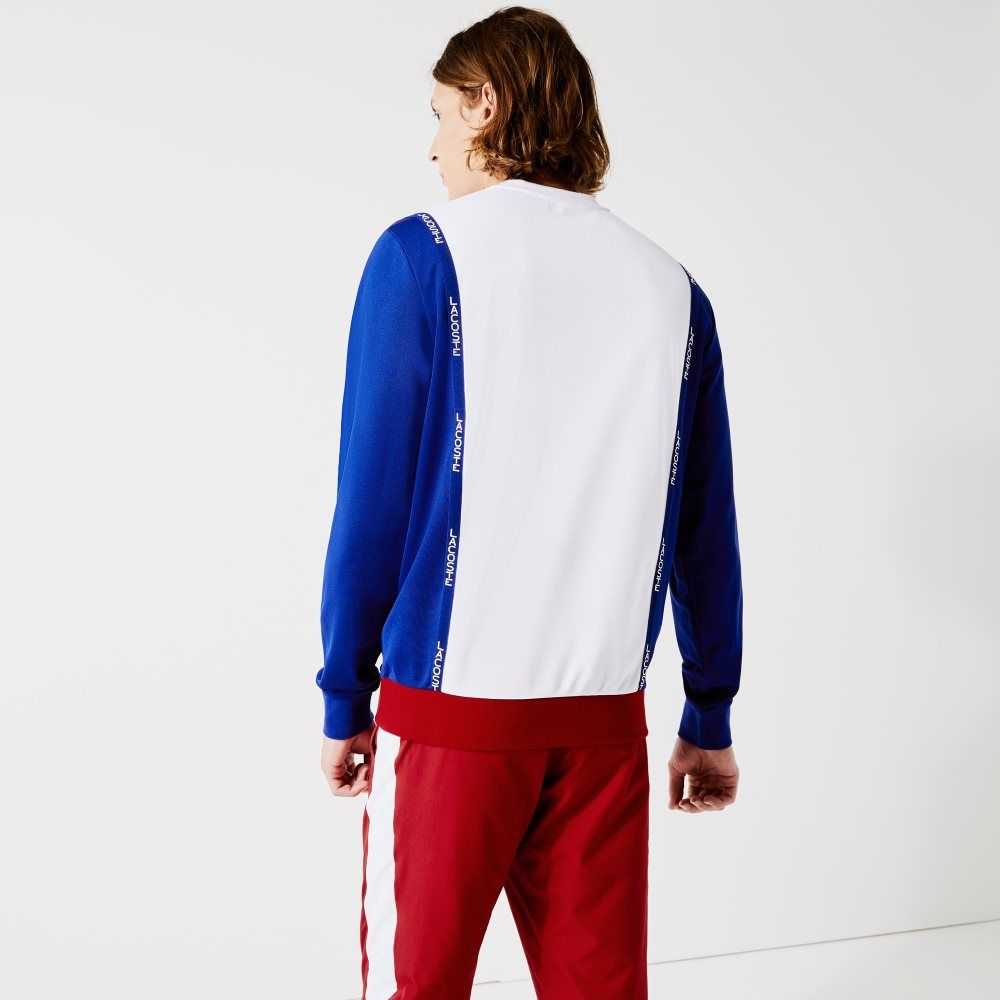 Lacoste SPORT Resistant Colorblock Pique Sweatshirt White / Blue / Red / White / Blue | COFX-01638