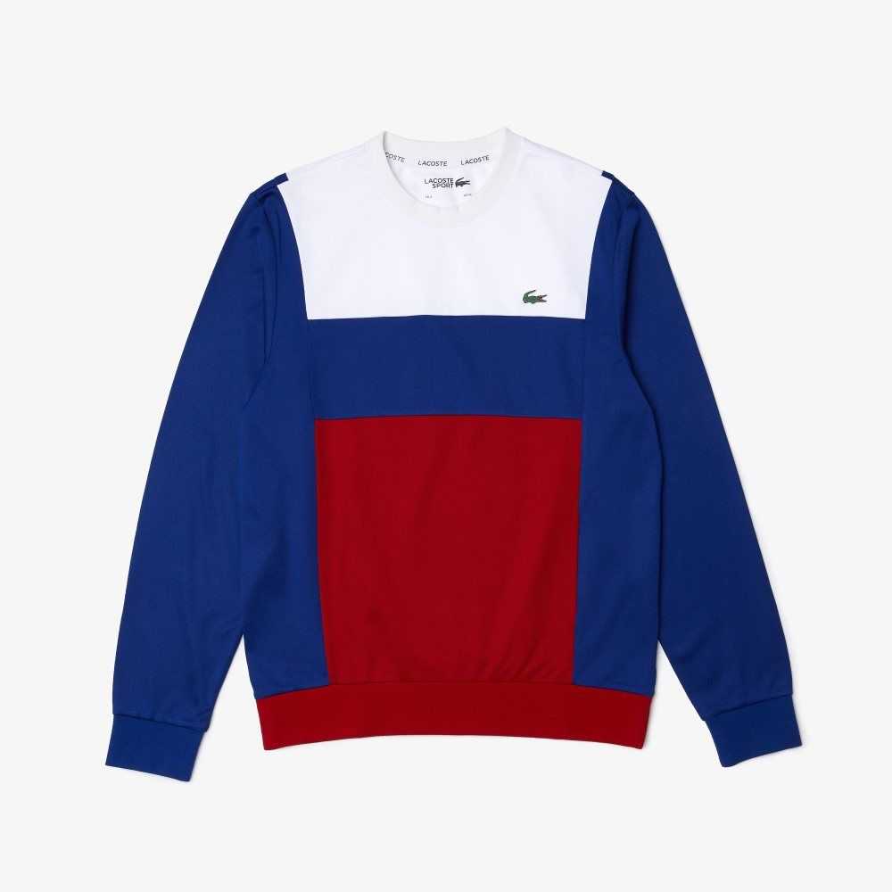 Lacoste SPORT Resistant Colorblock Pique Sweatshirt White / Blue / Red / White / Blue | COFX-01638
