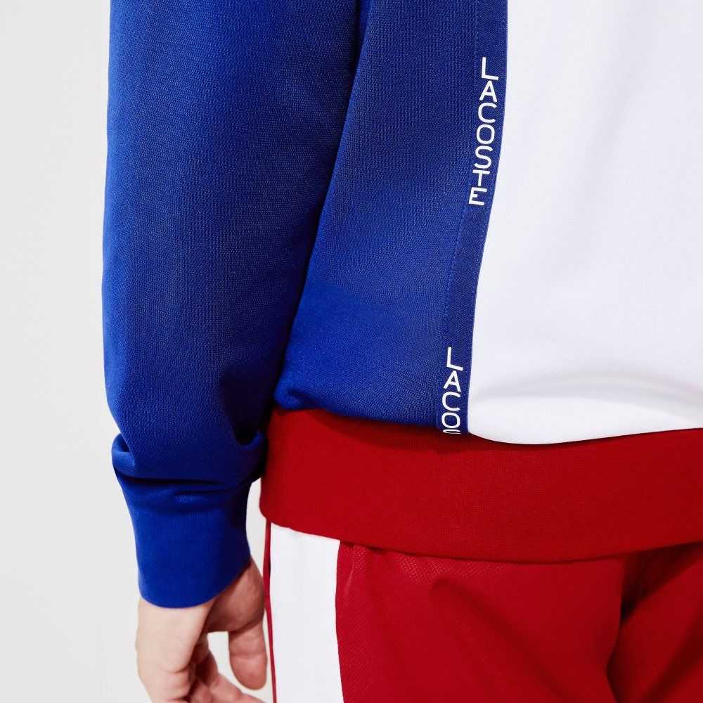 Lacoste SPORT Resistant Colorblock Pique Sweatshirt White / Blue / Red / White / Blue | COFX-01638