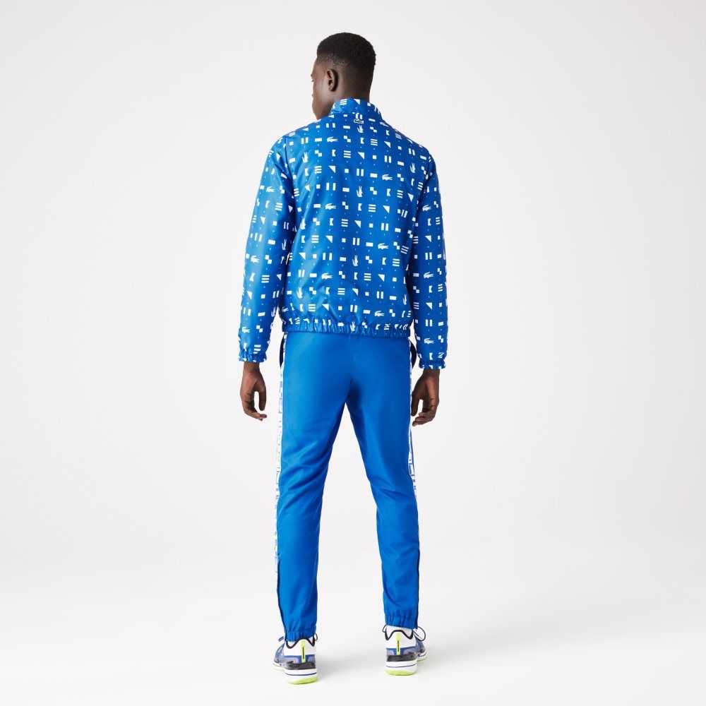 Lacoste SPORT Reversible Water-Repellent Tennis Jacket Blue / White / Black / Blue | PYOU-50124