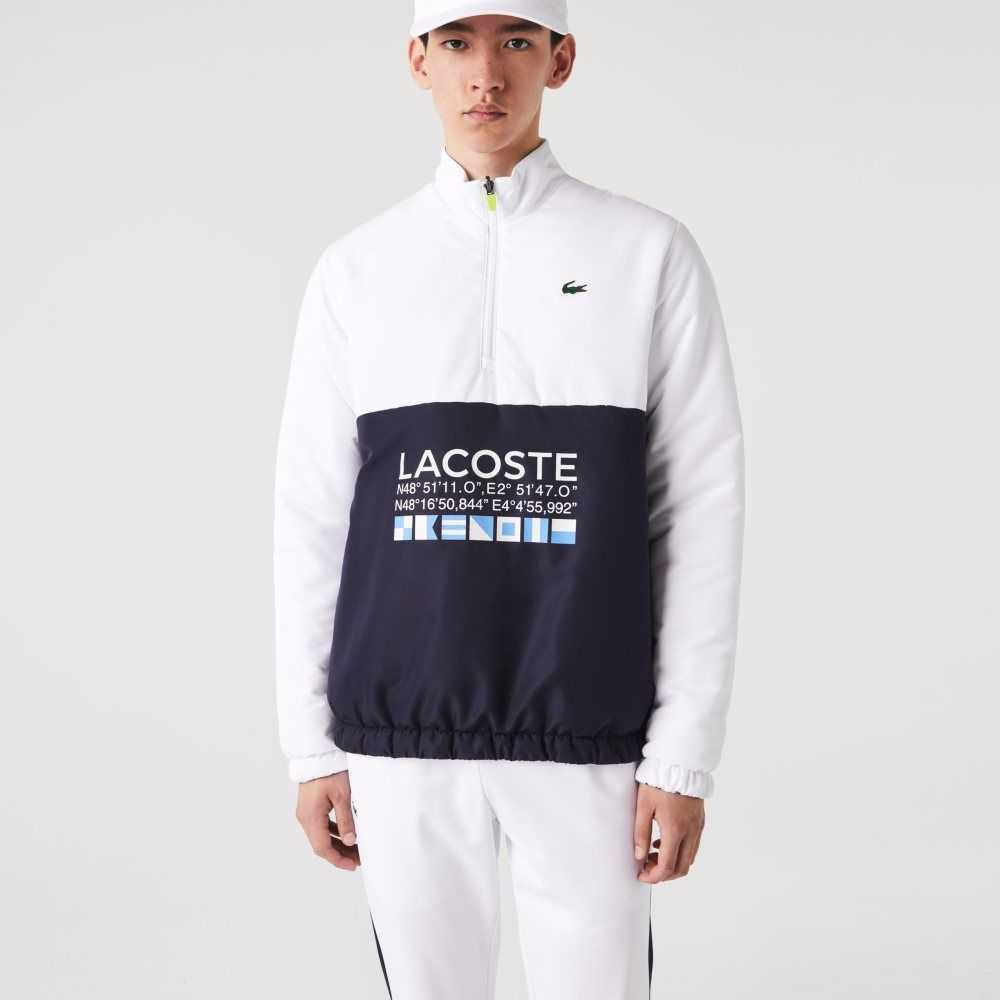 Lacoste SPORT Reversible Water-Repellent Tennis Jacket White / Navy Blue / White / Navy Blue | SHYK-62915
