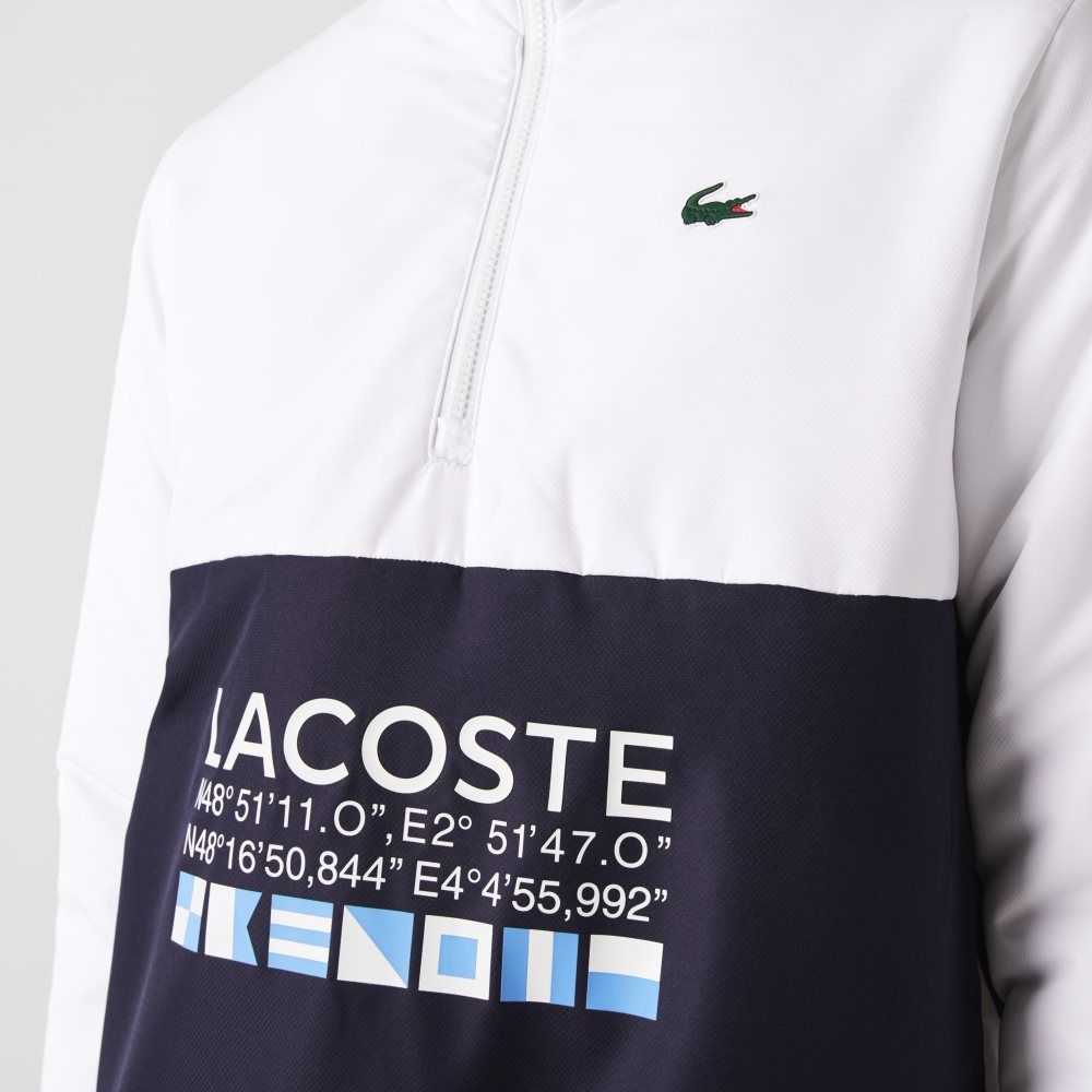 Lacoste SPORT Reversible Water-Repellent Tennis Jacket White / Navy Blue / White / Navy Blue | SHYK-62915