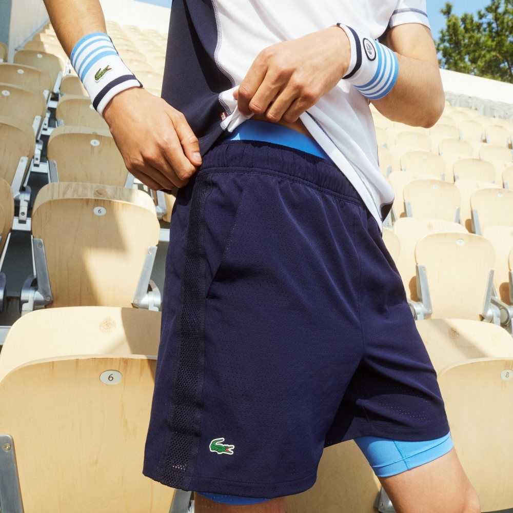 Lacoste SPORT Roland Garros Breathable Light Shorts Navy Blue / Blue / White | BOEP-93052
