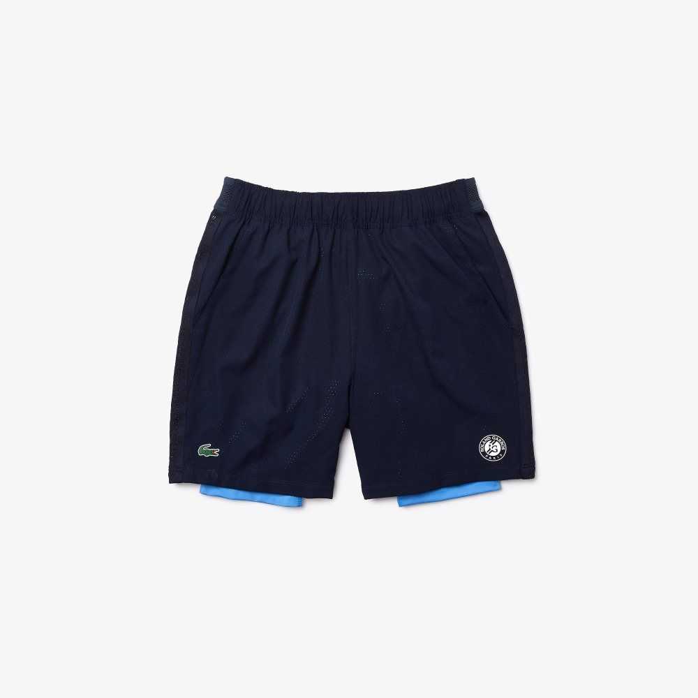 Lacoste SPORT Roland Garros Breathable Light Shorts Navy Blue / Blue / White | BOEP-93052