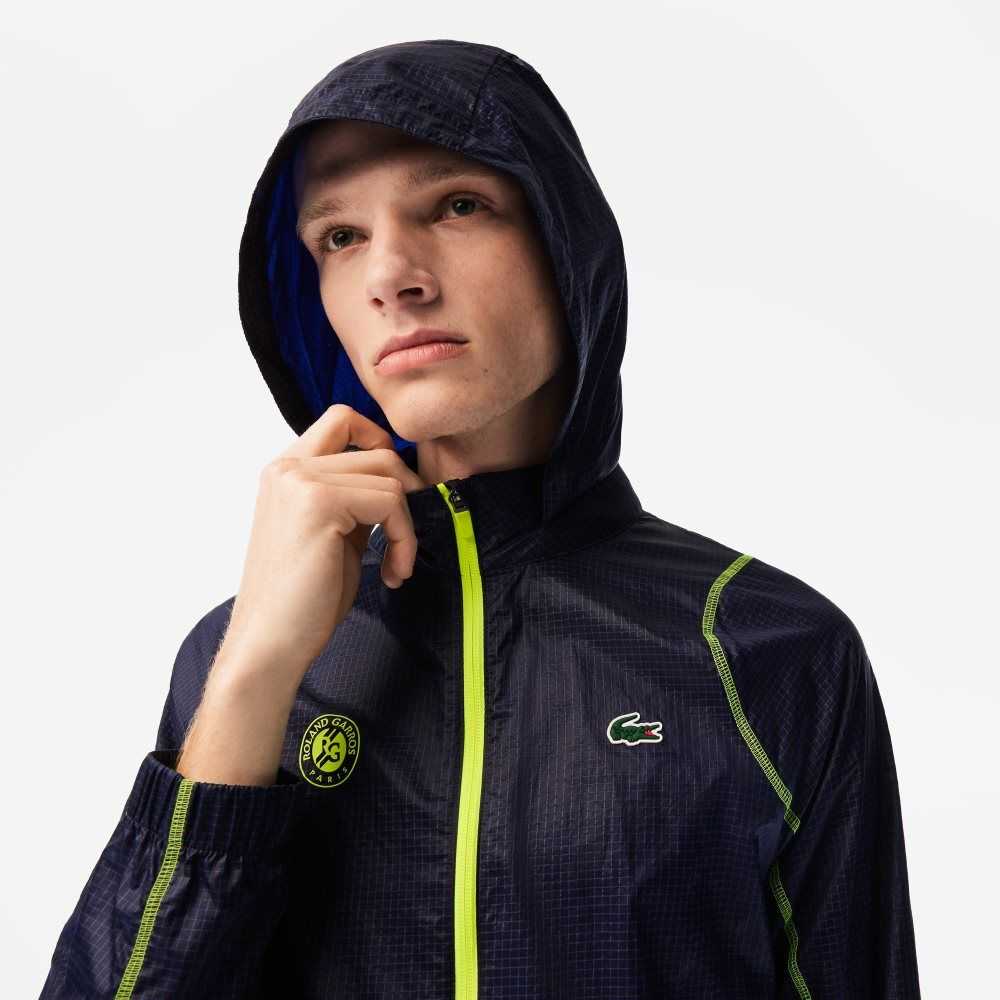 Lacoste SPORT Roland Garros Edition After-Match Jacket Navy Blue / Yellow | FHRI-17638