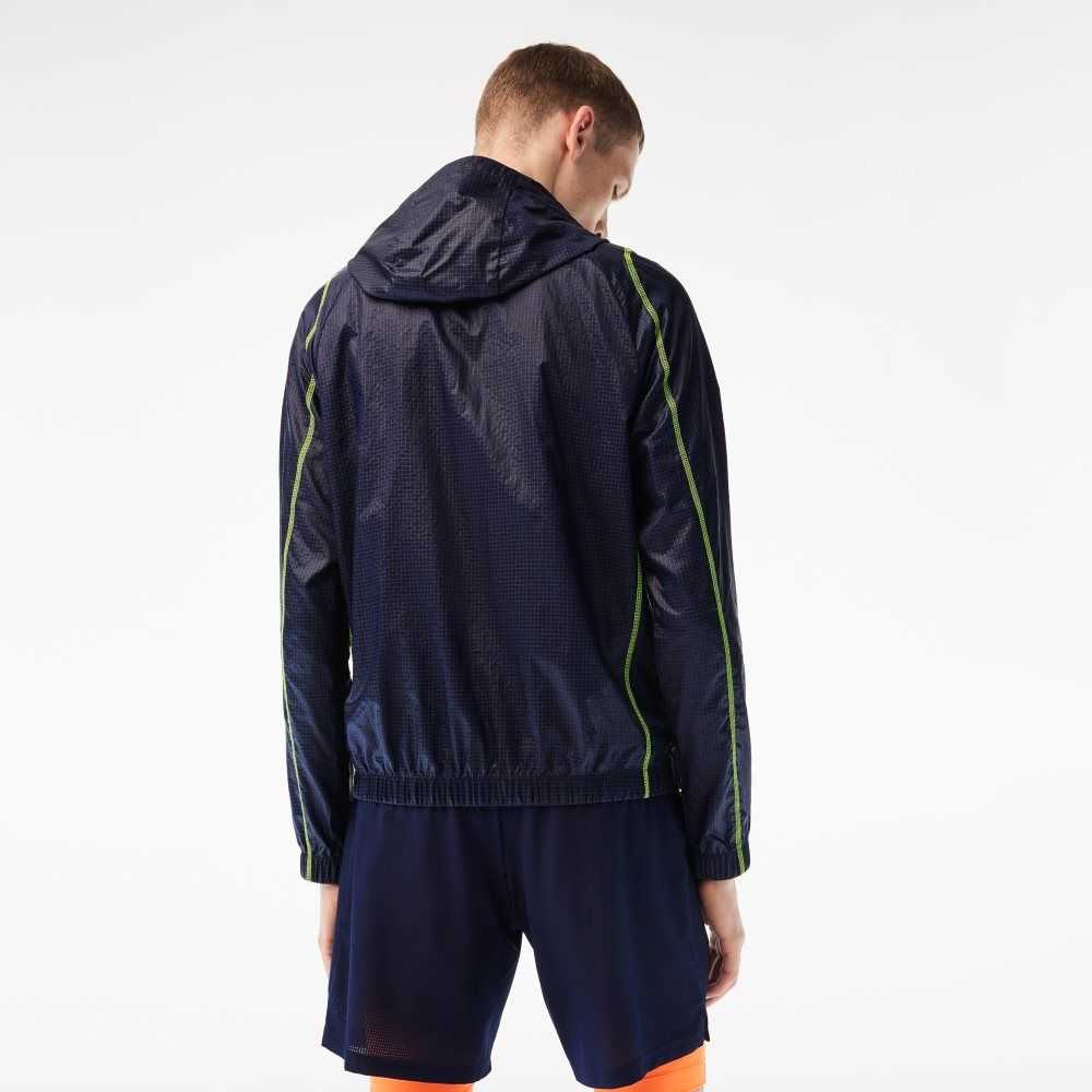 Lacoste SPORT Roland Garros Edition After-Match Jacket Navy Blue / Yellow | FHRI-17638