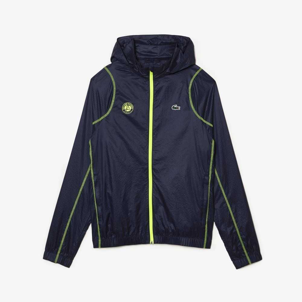 Lacoste SPORT Roland Garros Edition After-Match Jacket Navy Blue / Yellow | FHRI-17638