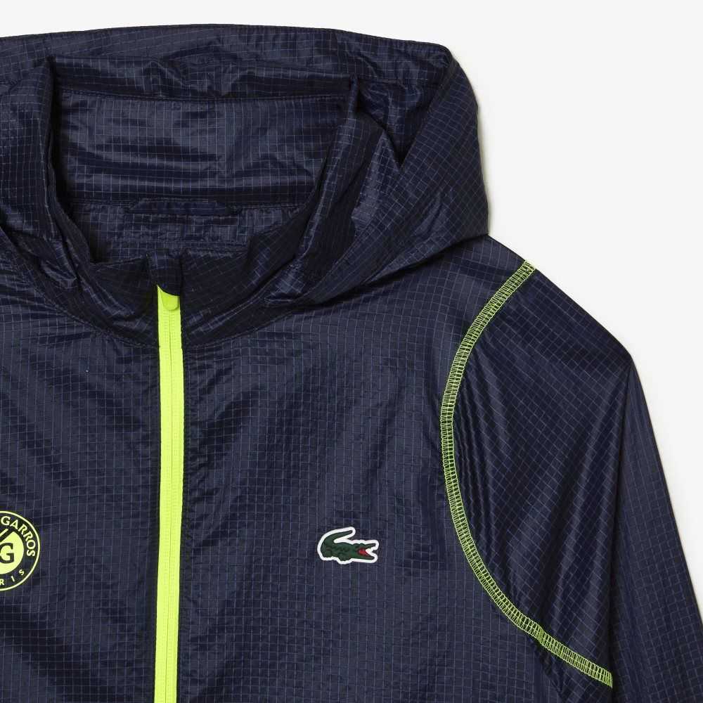 Lacoste SPORT Roland Garros Edition After-Match Jacket Navy Blue / Yellow | FHRI-17638