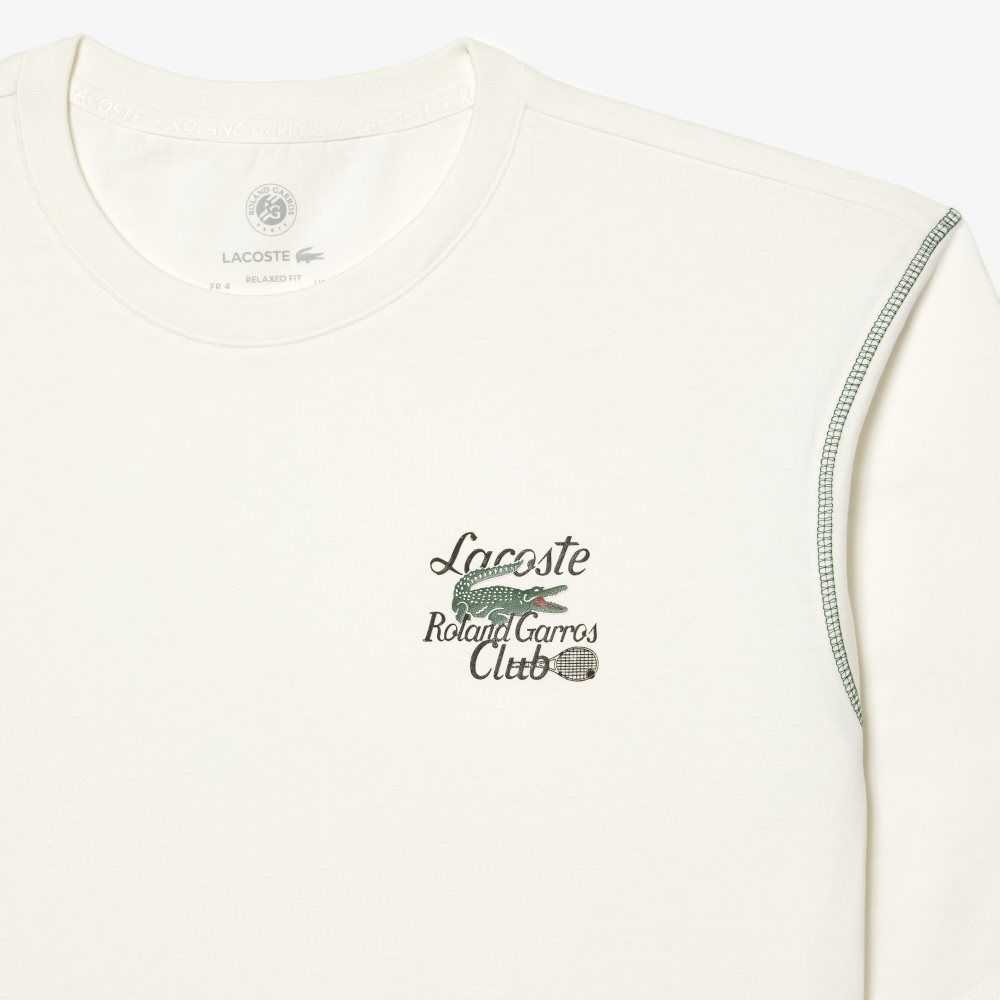 Lacoste SPORT Roland Garros Edition Chunky Jersey T-Shirt White | UABG-81703