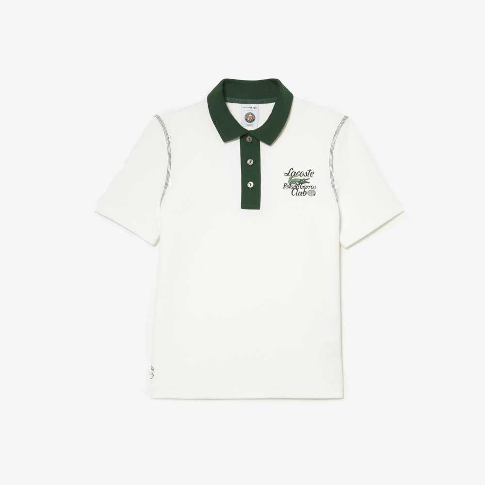 Lacoste SPORT Roland Garros Edition Cotton Pique Polo White / Green | TELR-70526