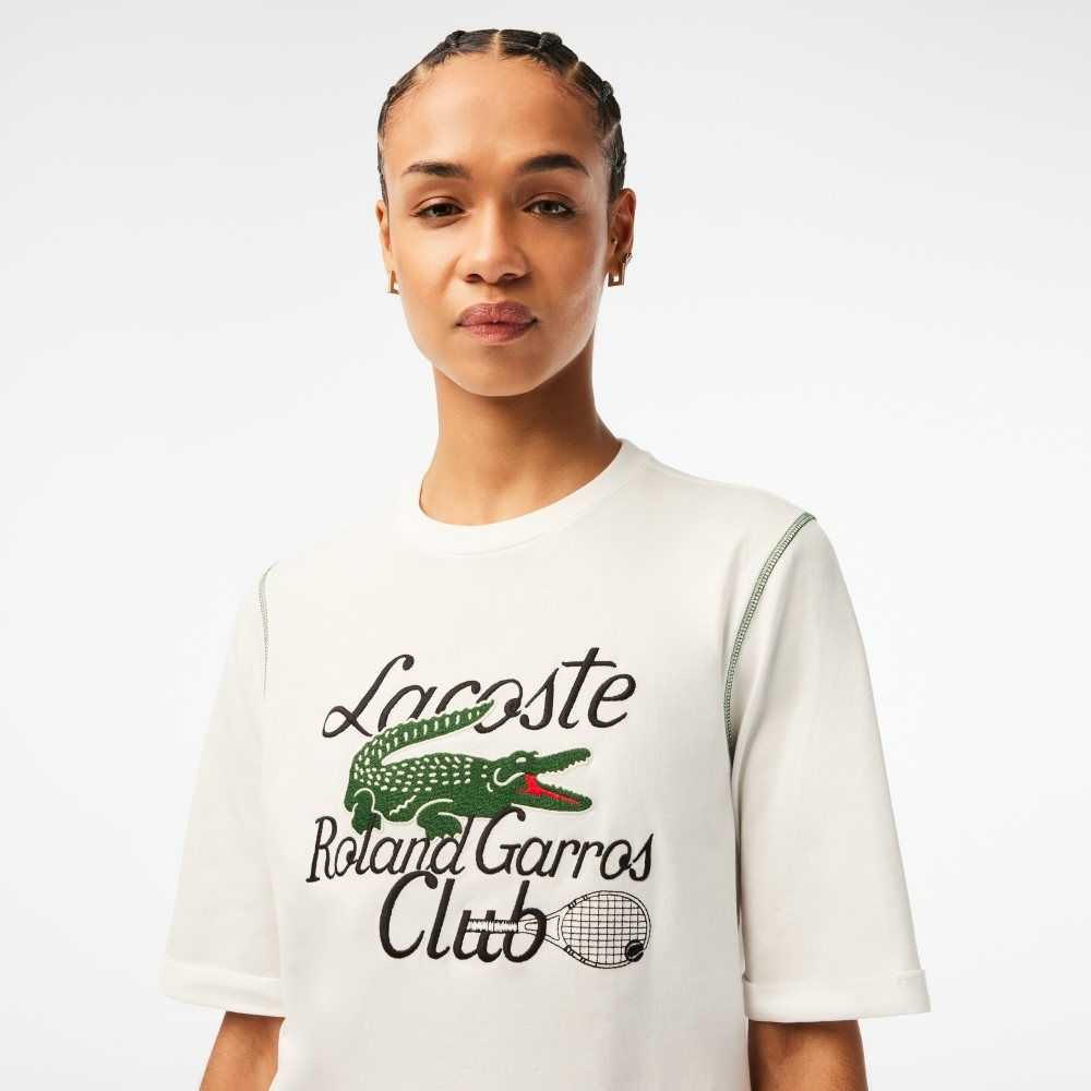 Lacoste SPORT Roland Garros Edition Heavy Jersey T-Shirt White | KDXL-85726