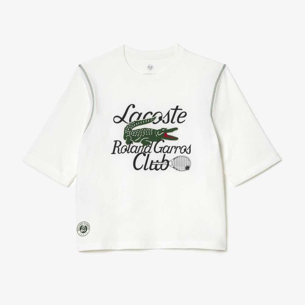 Lacoste SPORT Roland Garros Edition Heavy Jersey T-Shirt White | KDXL-85726