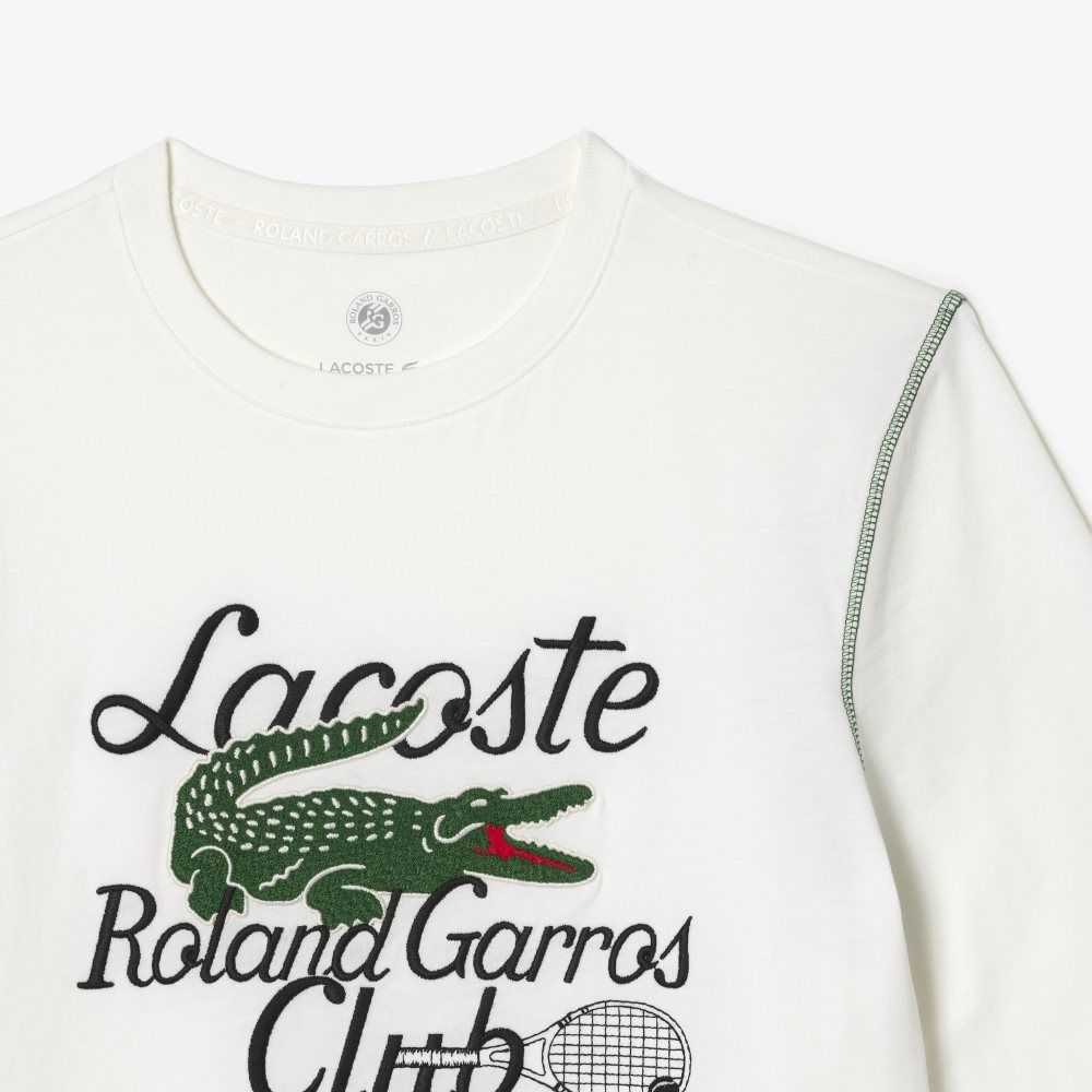 Lacoste SPORT Roland Garros Edition Heavy Jersey T-Shirt White | KDXL-85726