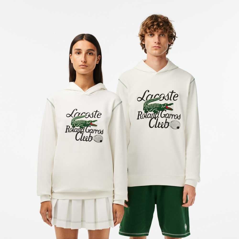 Lacoste SPORT Roland Garros Edition Hoodie White | WBZX-10749