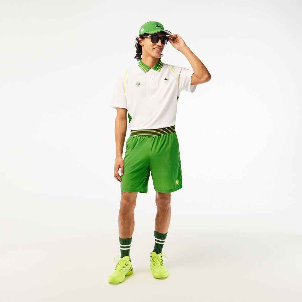 Lacoste SPORT Roland Garros Edition Lined Shorts Green / Yellow | EIWH-54629