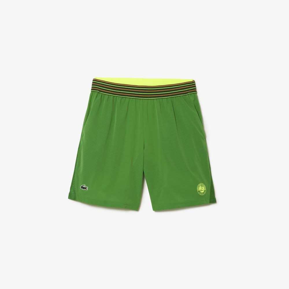 Lacoste SPORT Roland Garros Edition Lined Shorts Green / Yellow | EIWH-54629