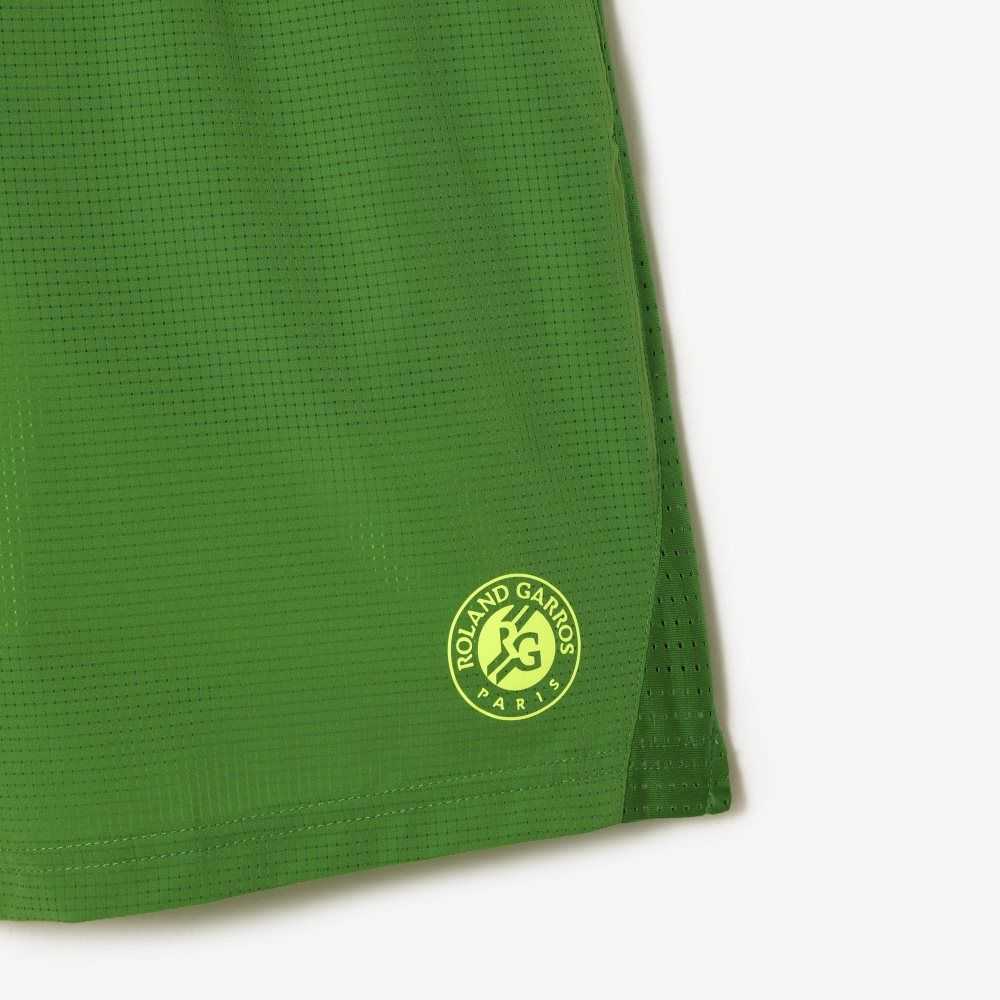 Lacoste SPORT Roland Garros Edition Lined Shorts Green / Yellow | EIWH-54629