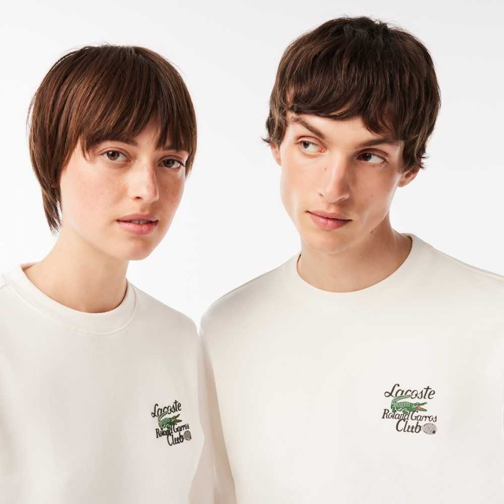 Lacoste SPORT Roland Garros Edition Organic Cotton Sweatshirt White | OHTU-10582