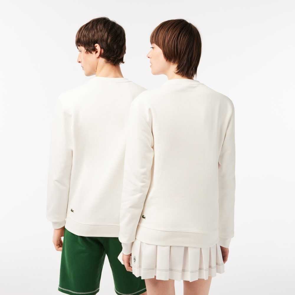 Lacoste SPORT Roland Garros Edition Organic Cotton Sweatshirt White | OHTU-10582